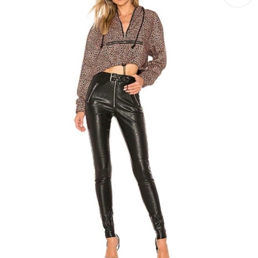 Danielle Guizio Belted Faux Leather Pants Size XS